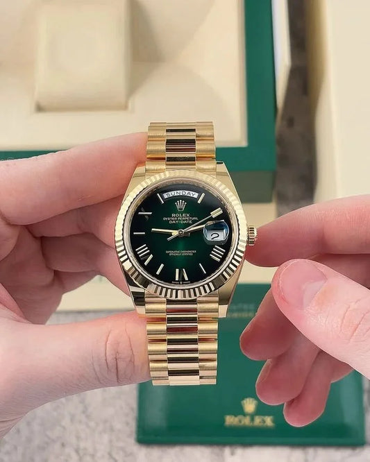 ROLEX DAY DATE GOLD GREEN DAIL ROMAN NUMBER DIAL