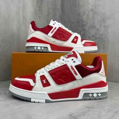 LOUISs VUITTONn TRAINER SIGNATURE RED WHITE