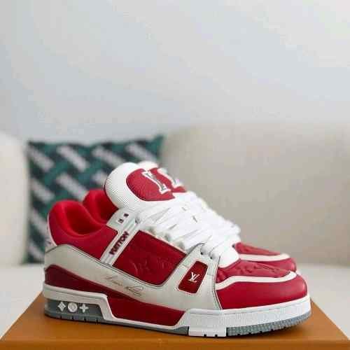 LOUISs VUITTONn TRAINER SIGNATURE RED WHITE