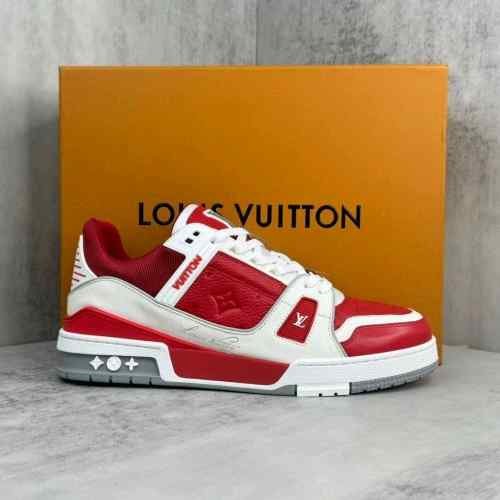 LOUISs VUITTONn TRAINER SIGNATURE RED WHITE