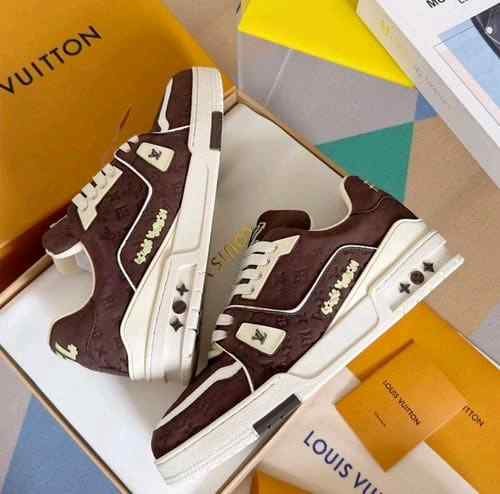 LOUISS VUITTONN BY TYLER THE CREATOR LV TRAINER DARK MOCHA BROWN NUBUCK