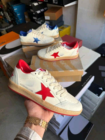 GOLDEN GOOSE BALL STAR LOW WHITE RED