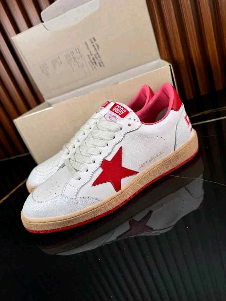 GOLDEN GOOSE BALL STAR LOW WHITE RED
