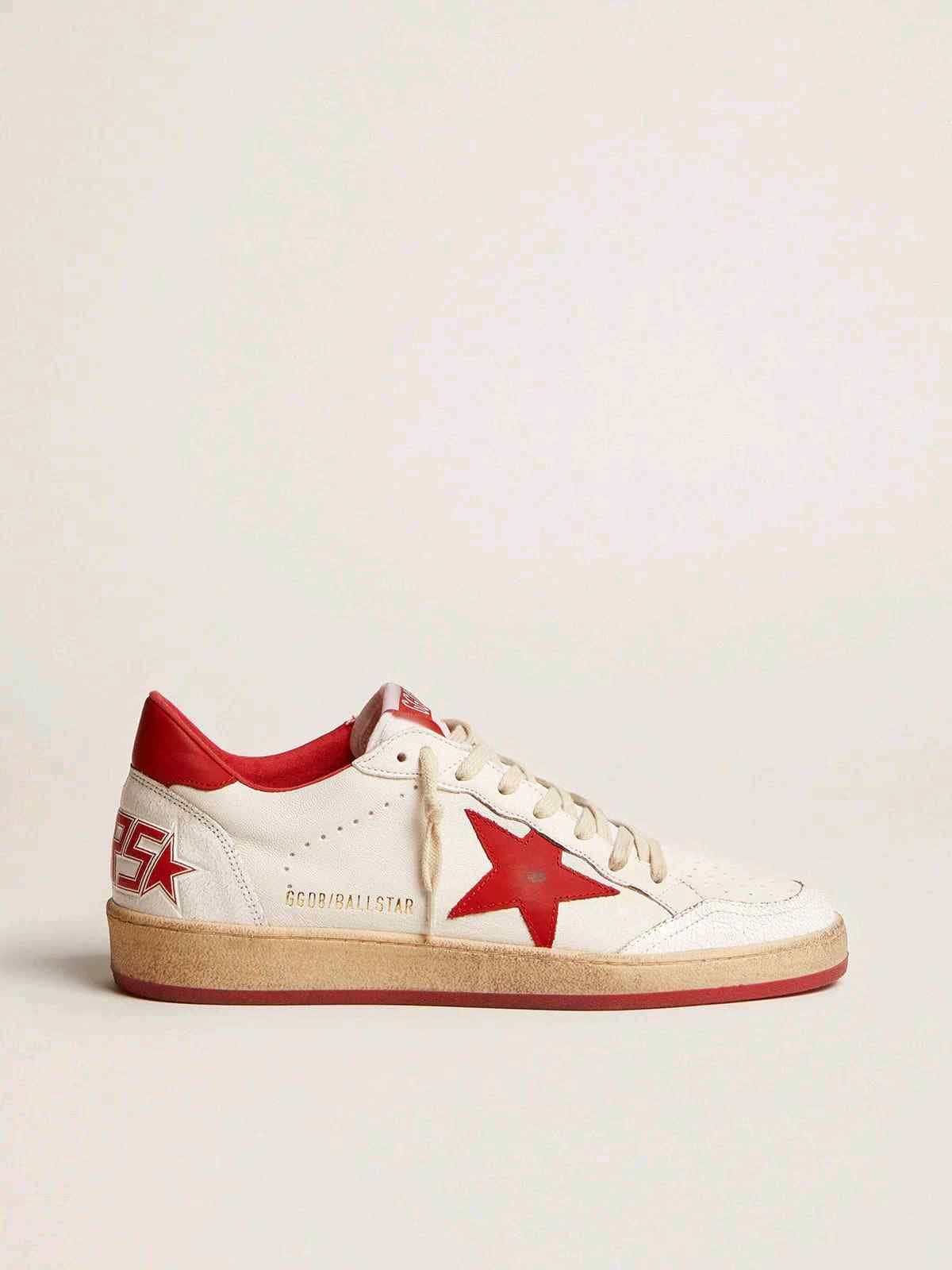 GOLDEN GOOSE BALL STAR LOW WHITE RED