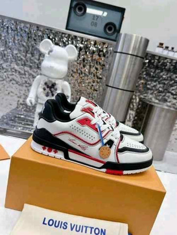 Louiss Vuittonn Lv Trainer White Red Black