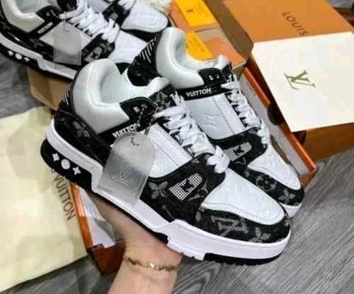 LOUISS VUITTONN TRAINERS MONOGRAM DENIM WHITE BLACK
