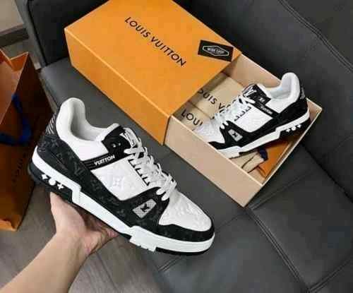 LOUISS VUITTONN TRAINERS MONOGRAM DENIM WHITE BLACK