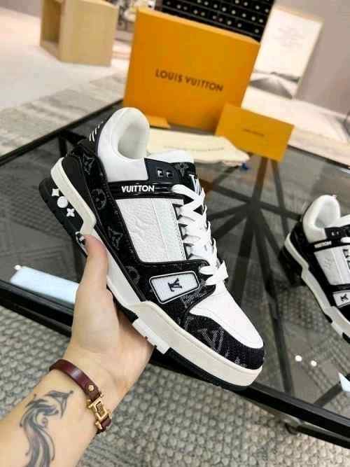 LOUISS VUITTONN TRAINERS MONOGRAM DENIM WHITE BLACK