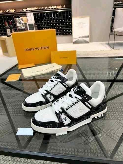 LOUISS VUITTONN TRAINERS MONOGRAM DENIM WHITE BLACK