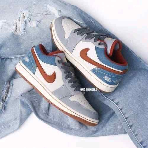 Nikee Air Jordan 1 Low Phantom REPAIRED DENIM
